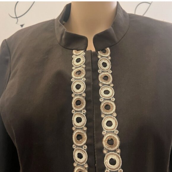 WILLI SMITH. Sz M. Cotton Bl Embroidered. Hook Front. 3/4 Sleeve Jacket. B125 - Picture 2 of 6